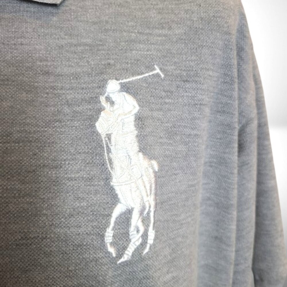 Polo Ralph Lauren Gray Polo Shirt – White Big Pony Logo – Men’s XL - Picture 4 of 9